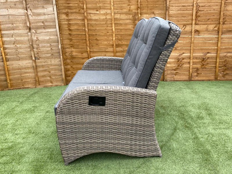 Reclining Rattan Sofa Set in Cappuccino Rattan + Adjustable Table!